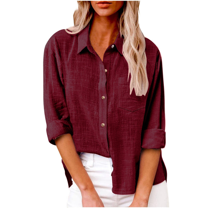 Plain Shirt Collar Long Sleeve Regular Casual Loose Shirt