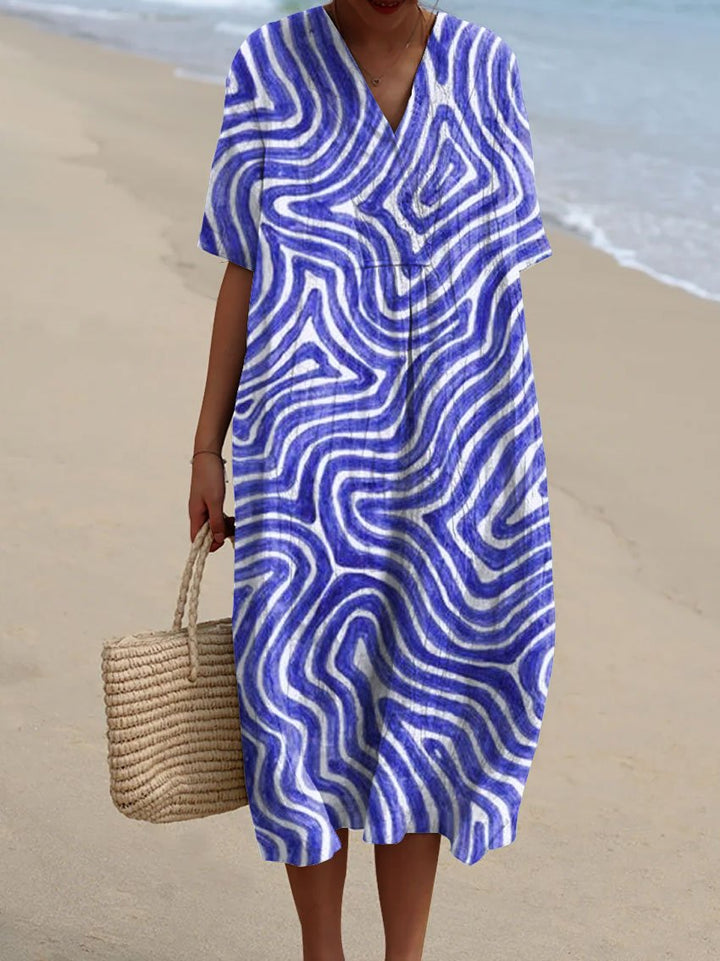 Women's Funk Blue Art Print Flowy Dress