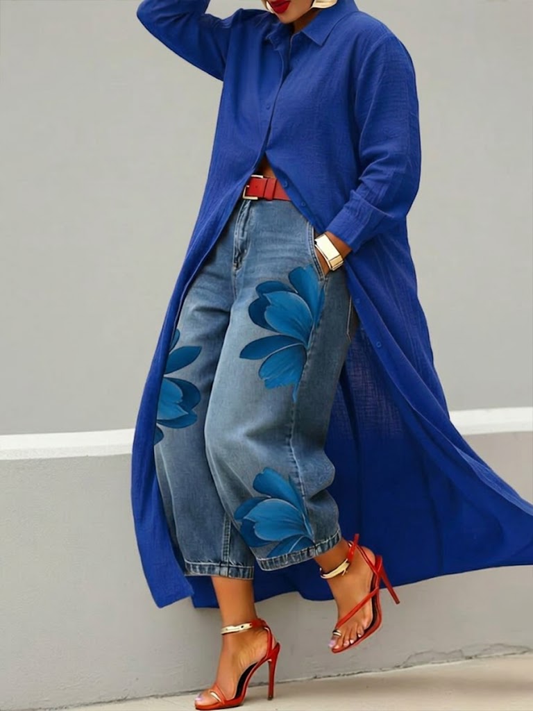 Effortless Linen-Cotton Shirt Dress Relaxed Midi Summer Top