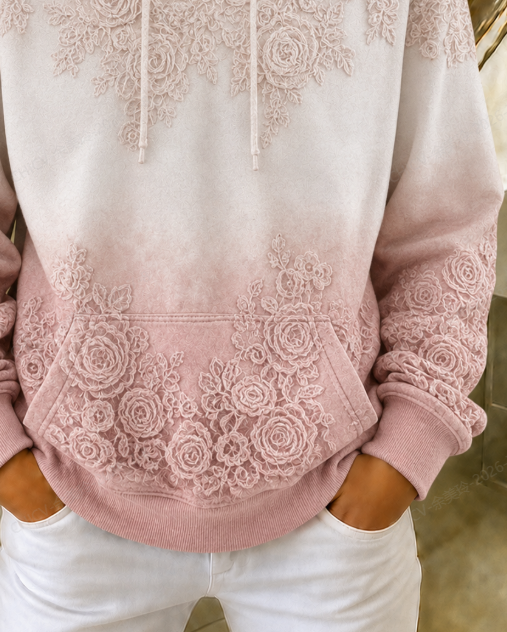 Casual Hooded Floral Sweatshirt