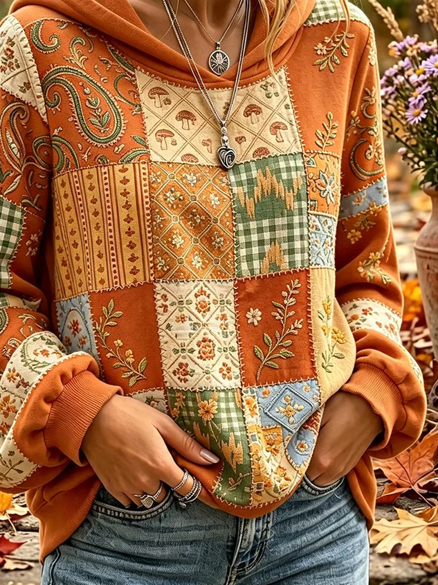 Casual Floral Hoodie Long Sleeve Hoodie