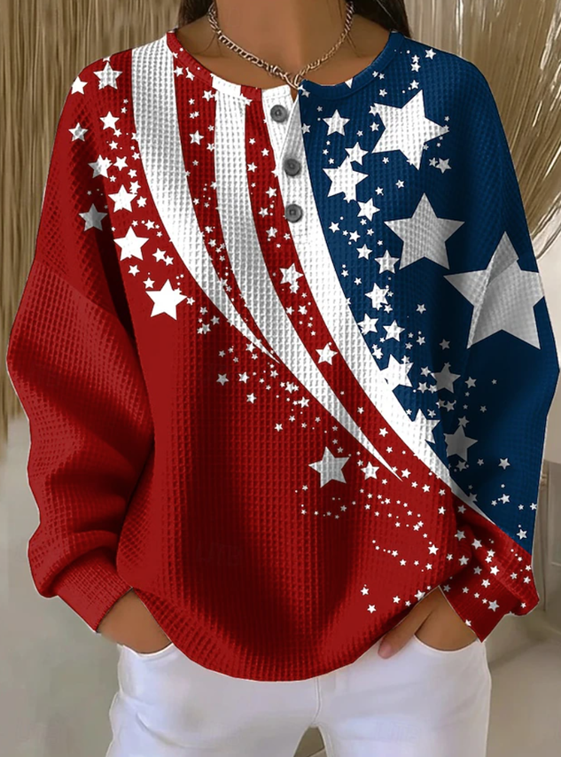 Independence Day Casual Gradient Pattern Sweatshirt