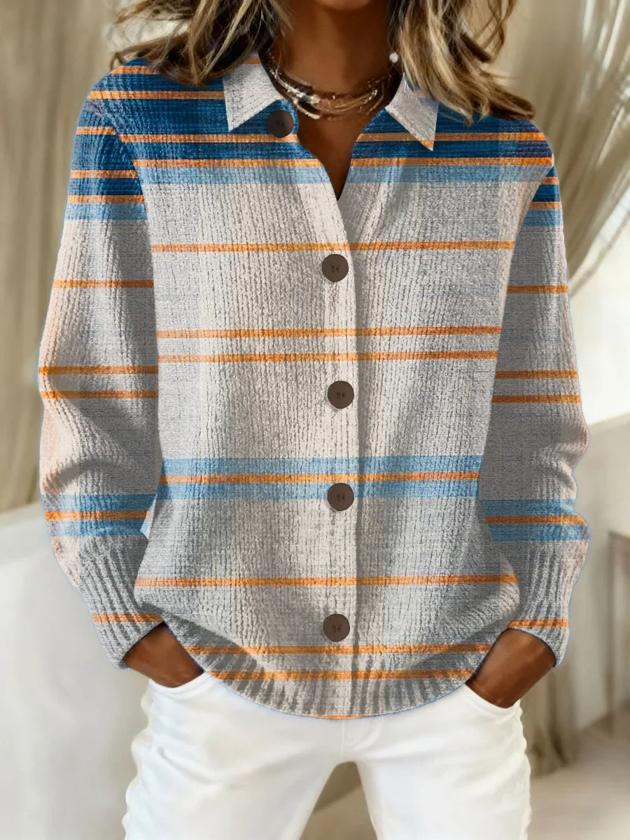 Women's Vintage Print Collared Sweater 1212