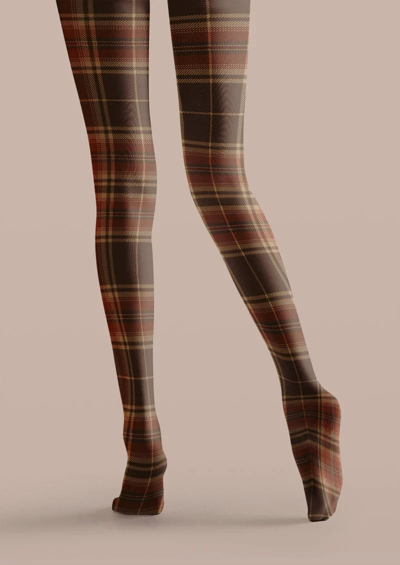 Women Highland Plaid Tights Hosiery Pantyhose
