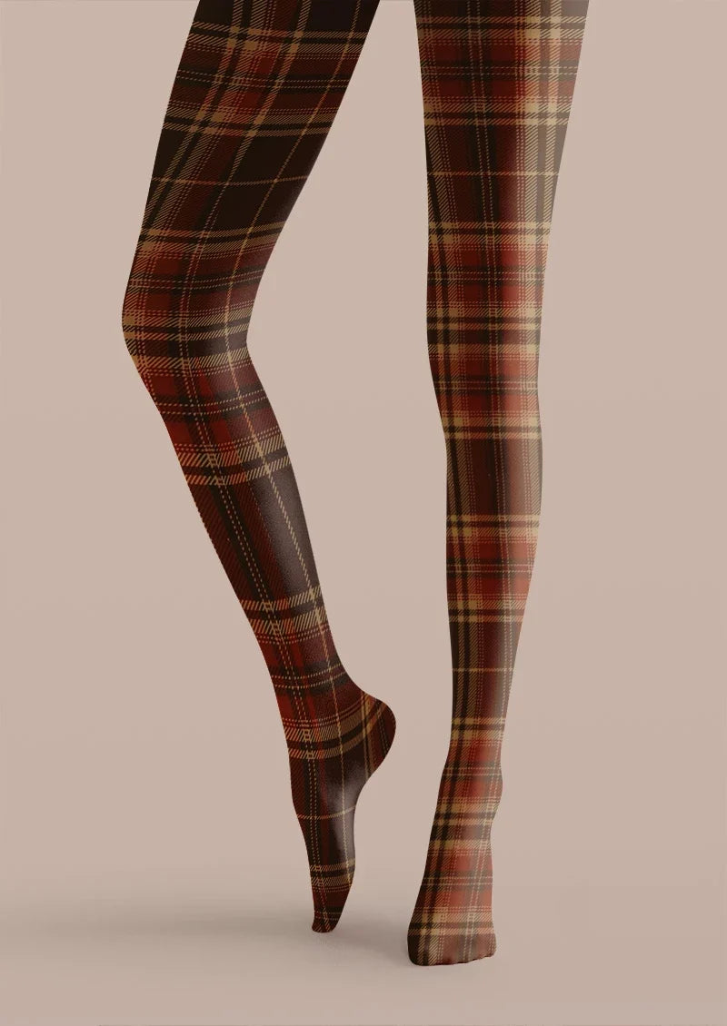 Women Highland Plaid Tights Hosiery Pantyhose