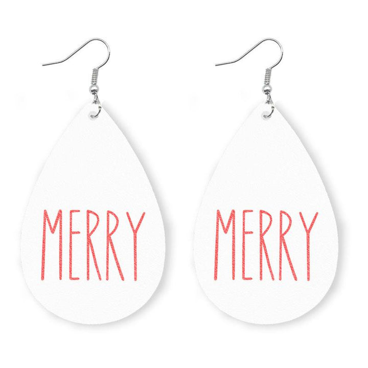 Christmas Elk Snowman Leather Earrings