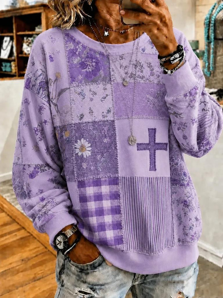 Women Floral Crew Neck Printing Casual Spring/Fall Long Sleeve Sweatshirt