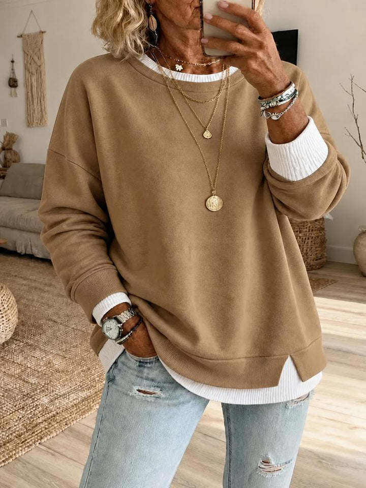 Women's Fake Two Piece Layered Sweatshirt