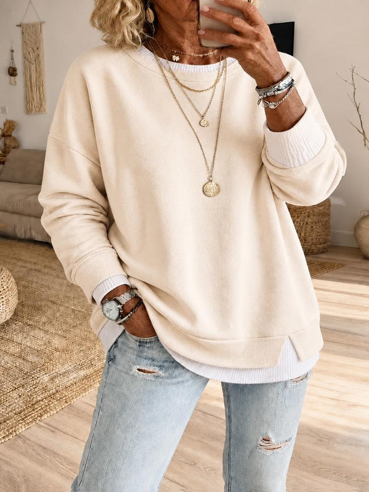 Women's Fake Two Piece Layered Sweatshirt