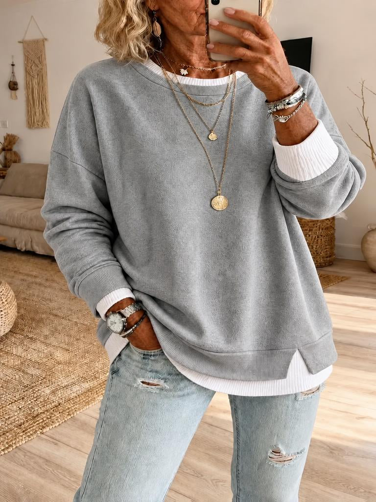Women's Fake Two Piece Layered Sweatshirt