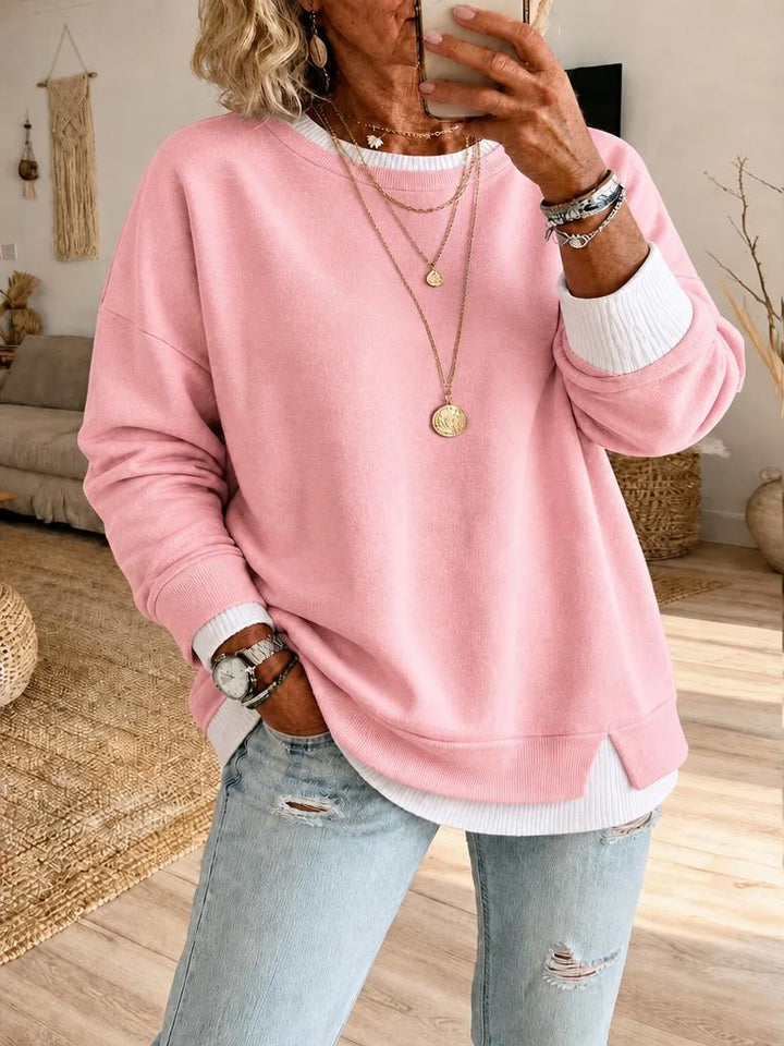 Women's Fake Two Piece Layered Sweatshirt