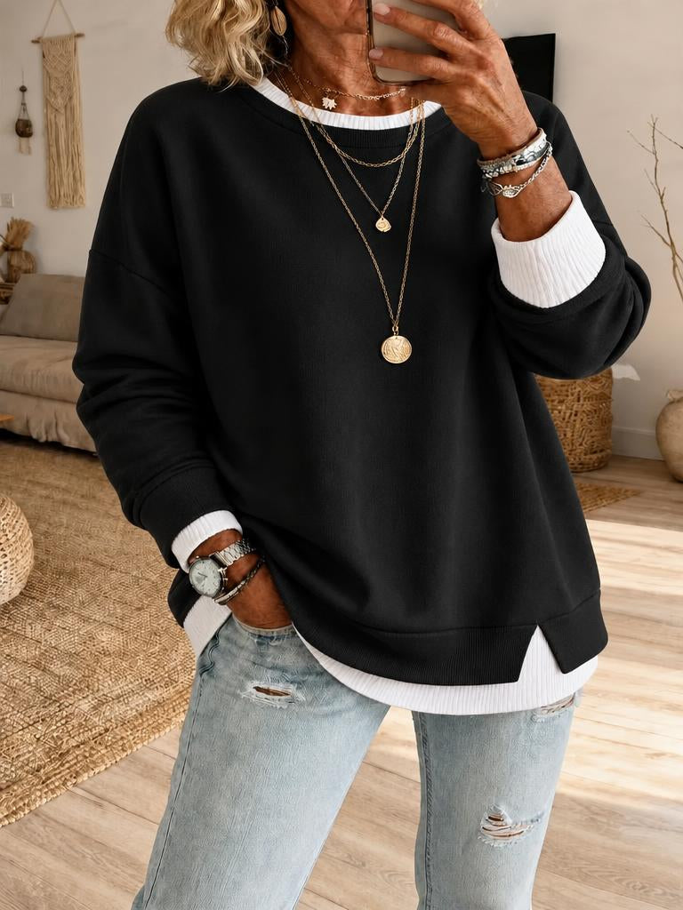 Women's Fake Two Piece Layered Sweatshirt