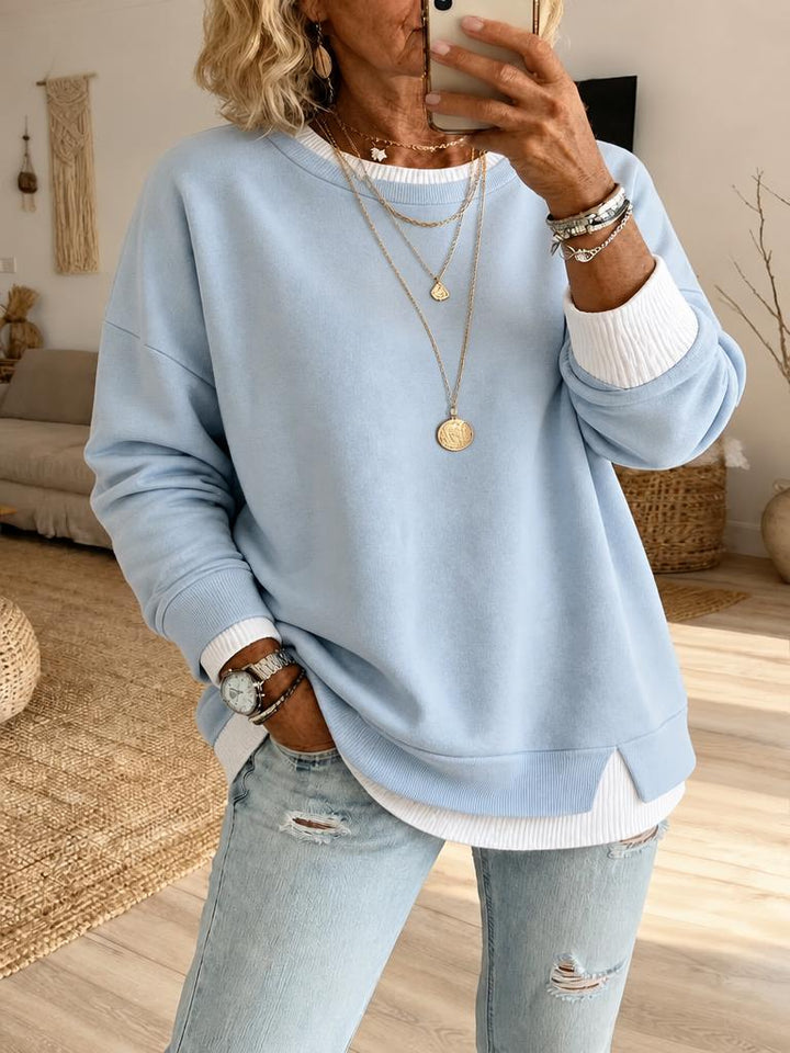 Women's Fake Two Piece Layered Sweatshirt