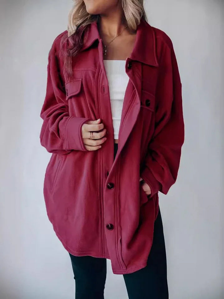 Women's Fashion Long Sleeve Single Breasted Cardigan Woolen Jacket