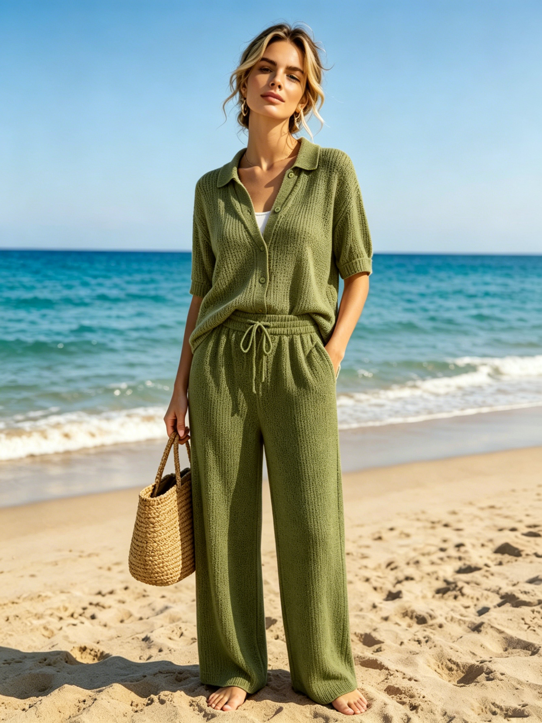 Women's Waffle Casual Two-Piece Set
