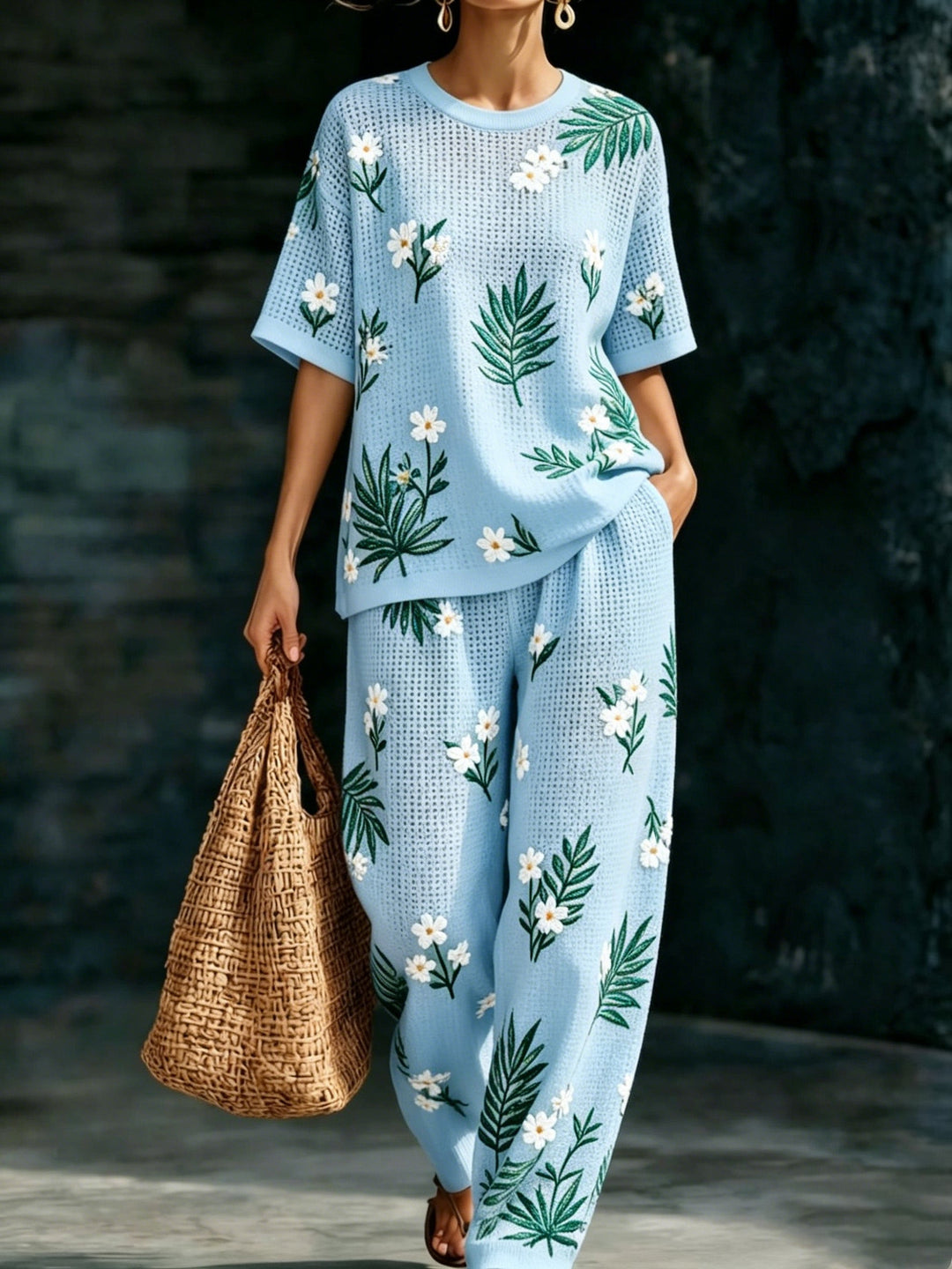 Women's Waffle Casual Two-Piece Set