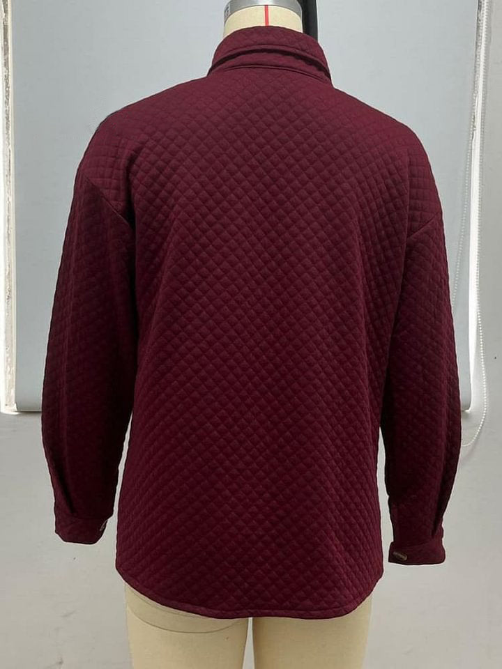 Solid Color Rhomboid Pockets Casual Coat