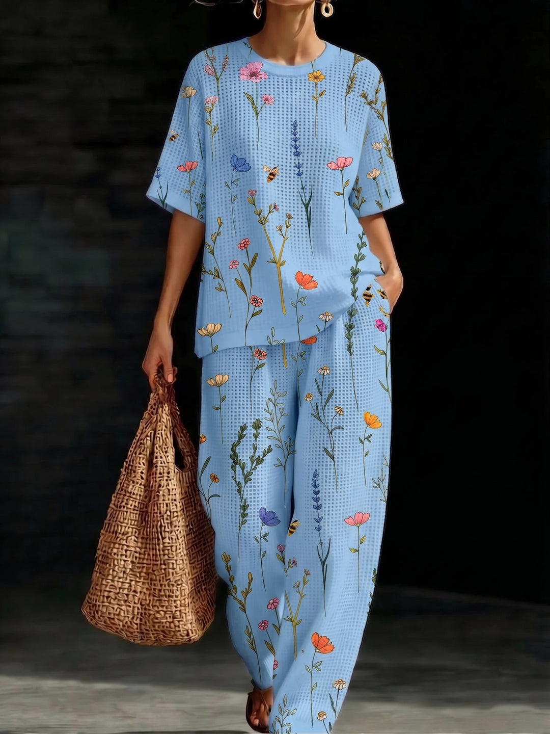Women's Waffle Casual Two-Piece Set