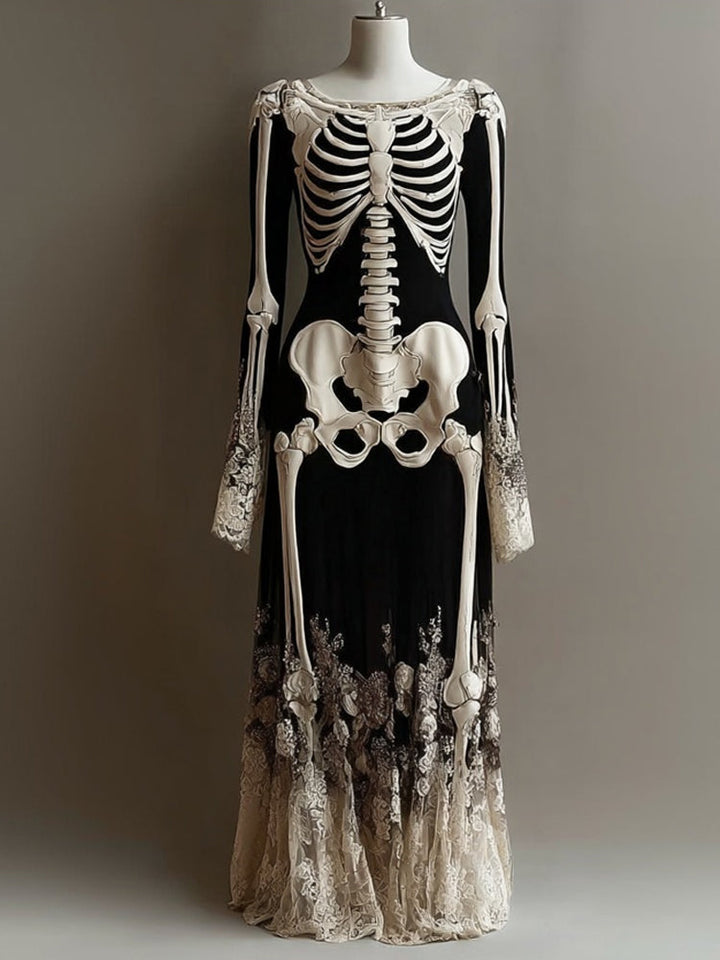 Gothic Skeleton Lace Classic Designed Dress