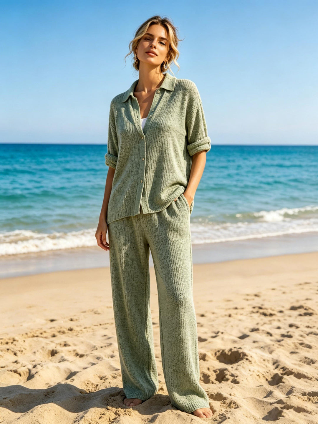Women's Waffle Casual Two-Piece Set