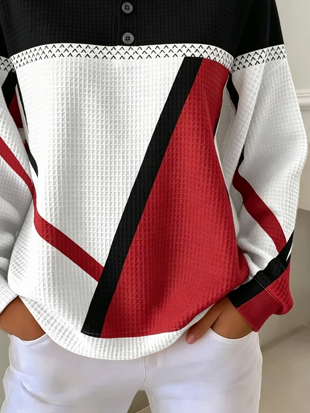 Casual Abstract Crew Neck Long Sleeve Sweatshirt