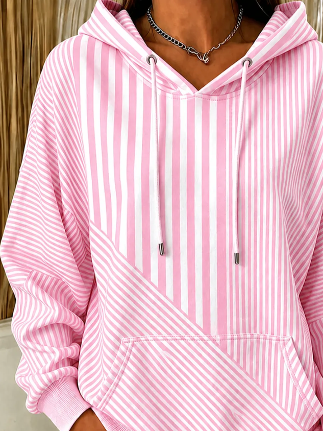 Casual Striped Hoodie Long Sleeve Hoodie
