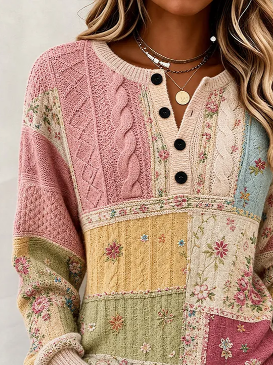 Casual Floral Crew Neck Long Sleeve Sweatshirt