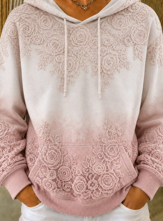 Casual Hooded Floral Sweatshirt