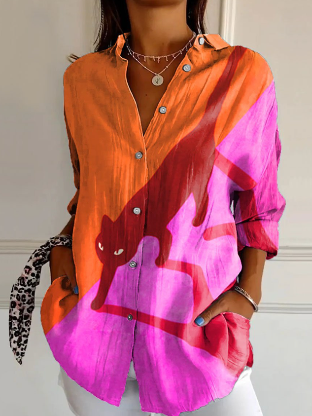 Women's Shirt Cotton Button Up Floral Geometric Basic Comfy Blouse