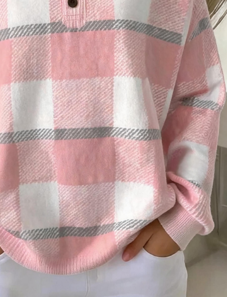 Casual Abstract Henley Collar Long Sleeve Sweatshirt