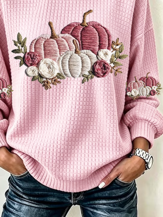 Casual Crew Neck Floral Sweatshirt Printing