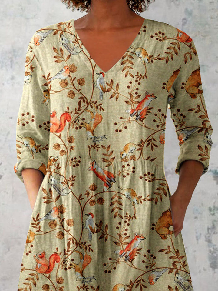 Women's Elegant Floral Pattern  V neck Top