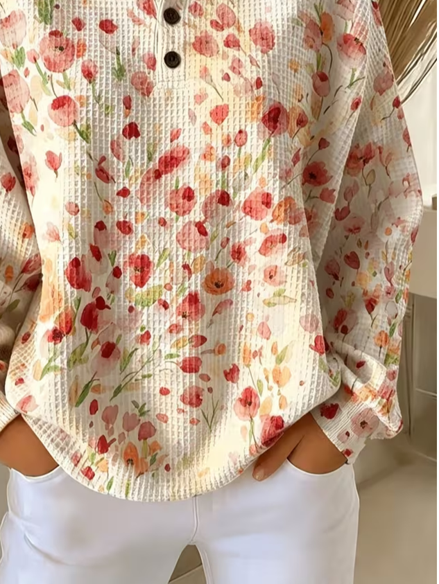 Casual Floral Crew Neck Long Sleeve Sweatshirt