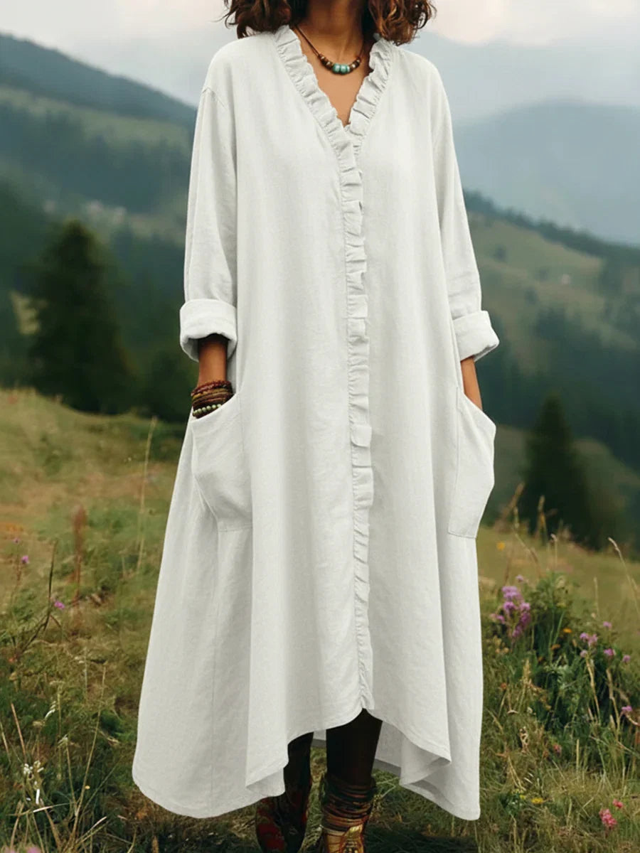 Vintage Lace V-neck Irregular Hem Dress