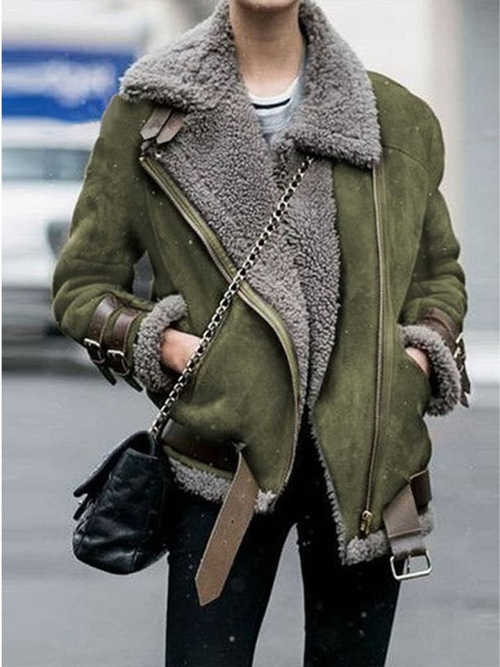 Motorcycle Deerskin Lambswool Coat Lapel Fur Cotton CoatMotorcycle Deerskin Lambswool Coat Lapel Fur Cotton Coat