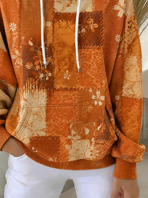 Casual Floral Hoodie Long Sleeve Hoodie