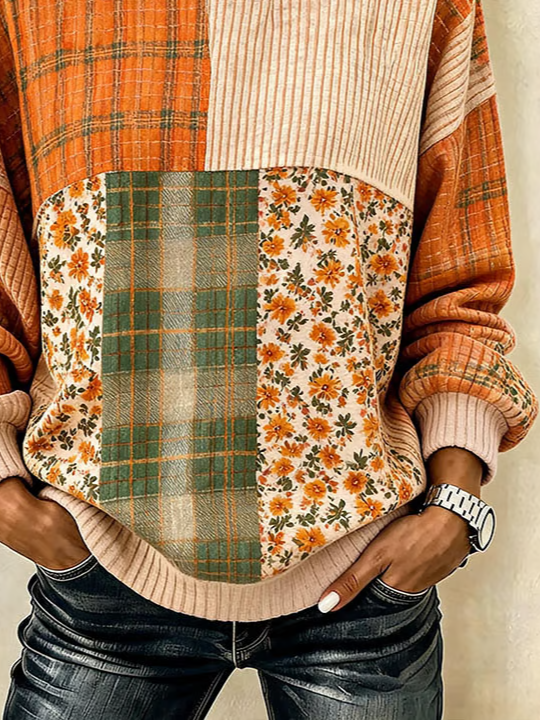Casual Striped Crew Neck Long Sleeve Sweatshirt