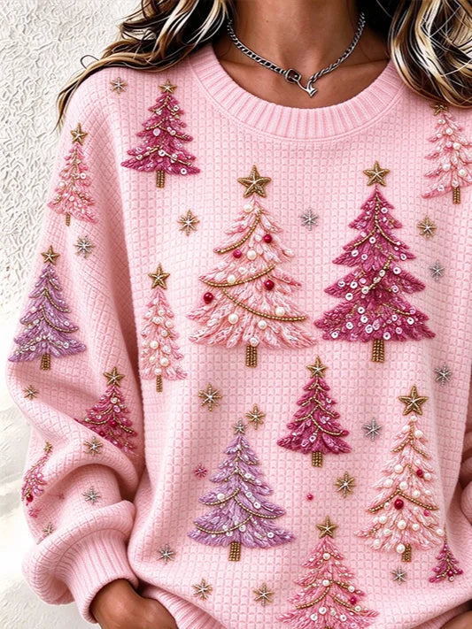 Regular Fit Casual Christmas Tree Sweatshirt