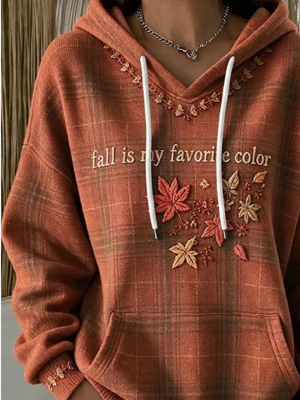Casual Plaid Hoodie Long Sleeve Hoodie