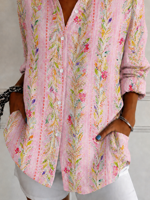 Women's Floral Print Loose Fit Long Sleeve Shirt