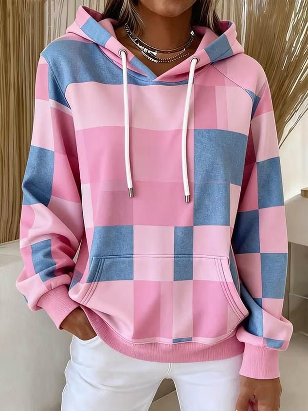 Casual Hooded Geometric Sweatshirt