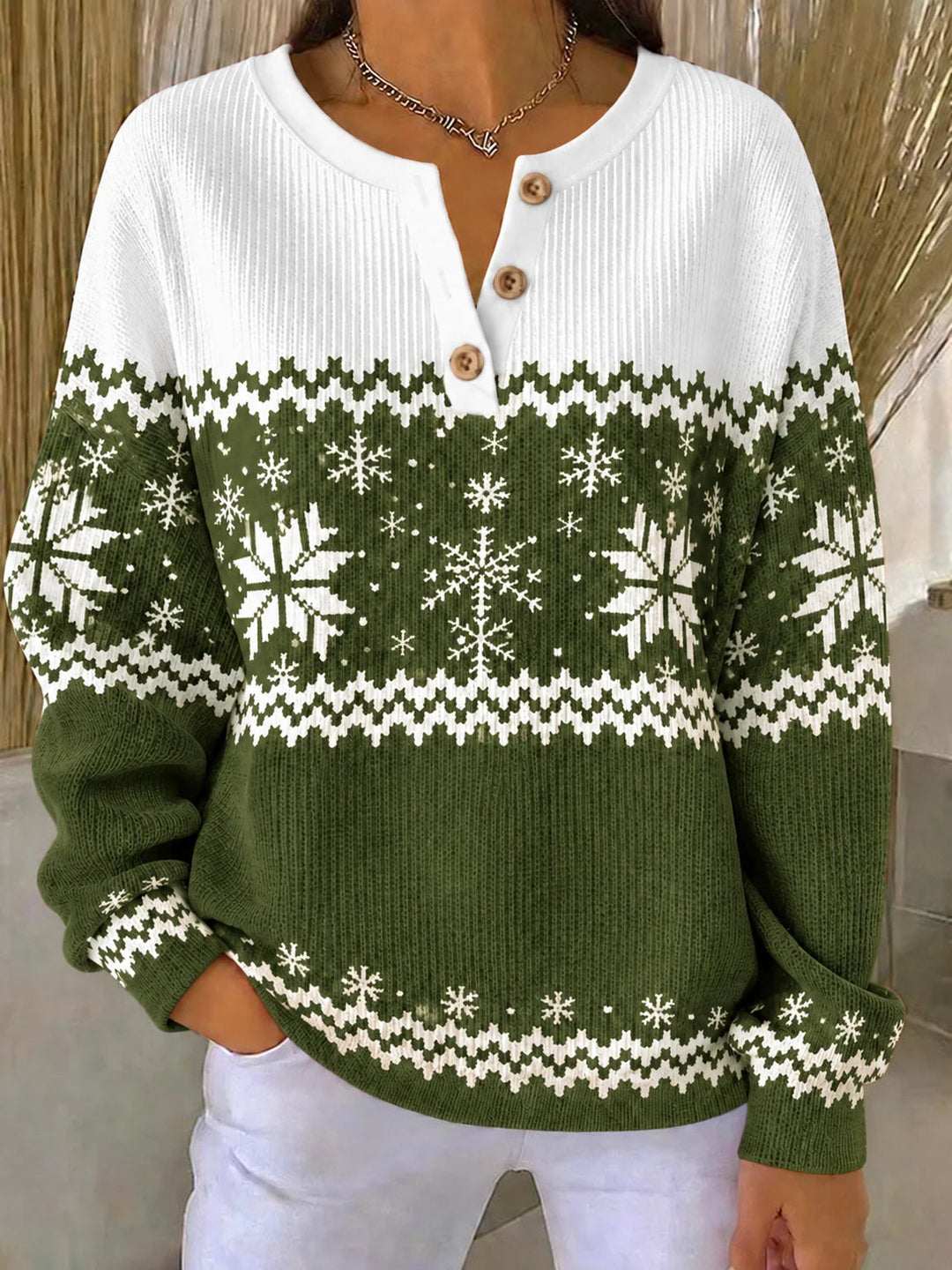 Party Abstract Henley Collar Sweatshirt