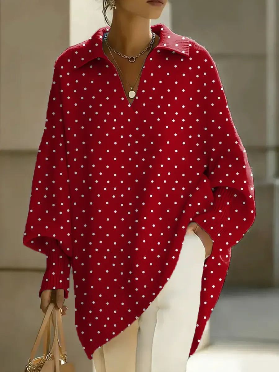 Women's Dot Pattern Art Print Casual Knit Sweater