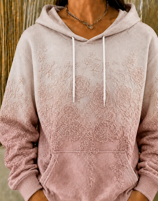 Casual Hooded Floral Sweatshirt