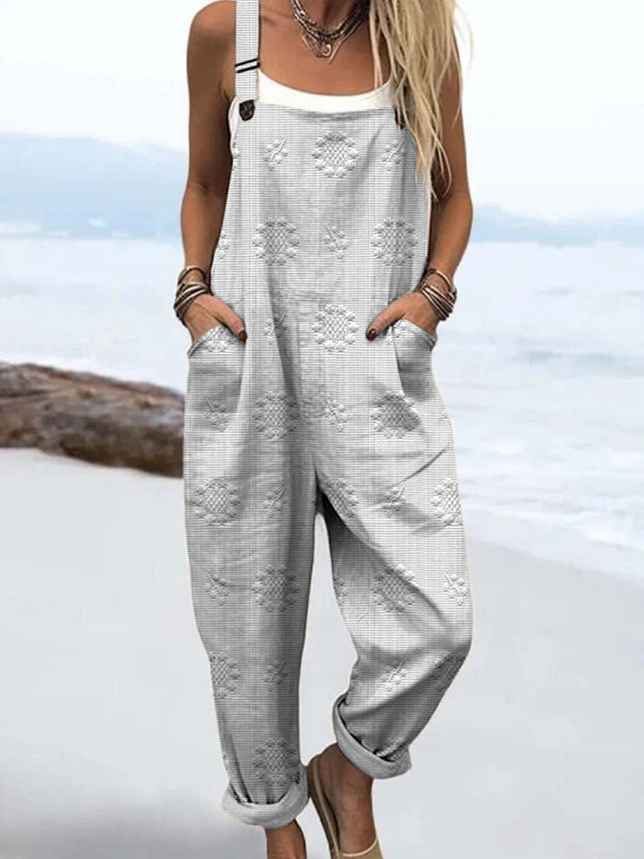 Women's Vintage Floral Pattern Art Print Casual  Wide Leg Jumpsuit