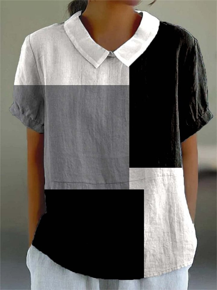 Women's Abstract Geometric Pattern Art Print Casual Cotton Wide Leg Jumpsuit