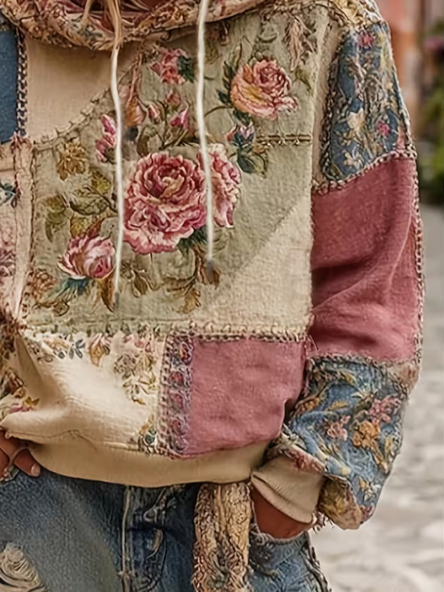 Casual Floral Hoodie Long Sleeve Hoodie