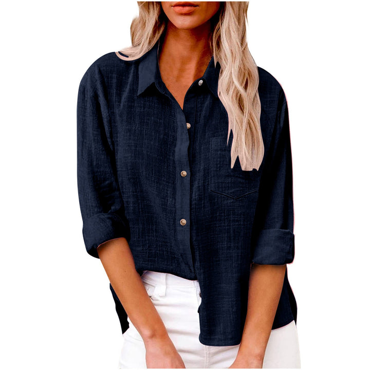 Plain Shirt Collar Long Sleeve Regular Casual Loose Shirt