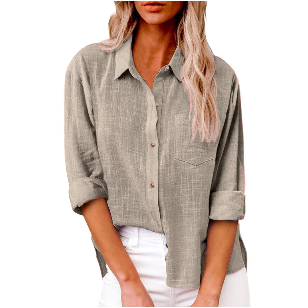 Plain Shirt Collar Long Sleeve Regular Casual Loose Shirt