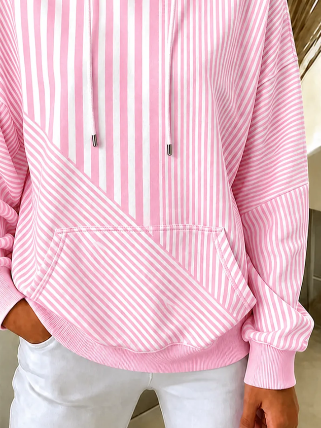 Casual Striped Hoodie Long Sleeve Hoodie